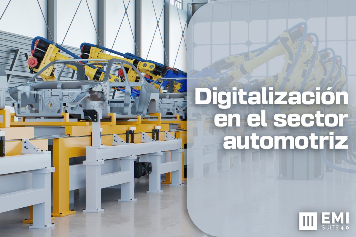 Línea de producción del sector de la automoción con procesos digitalizados en una fábrica moderna