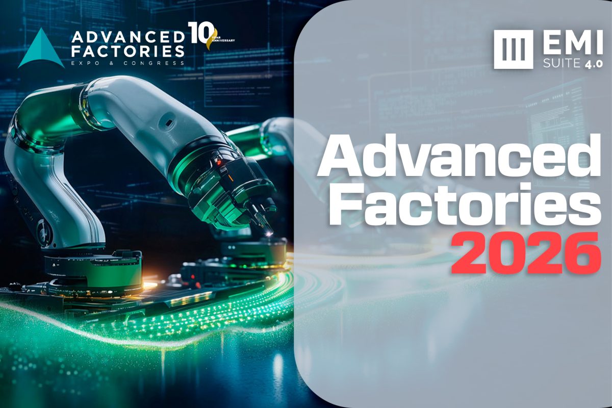 Imagen sobre cómo digitalizar tu fábrica en Advanced Factories 2026 con EMI Suite 4.0 y Emily AI.