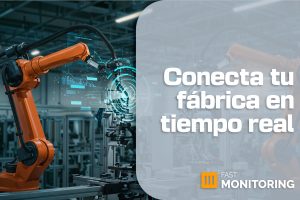 Brazos robóticos conectados mediante IIoT industrial en planta de fabricación automatizada con Fast Monitoring de EMI Suite 4.0