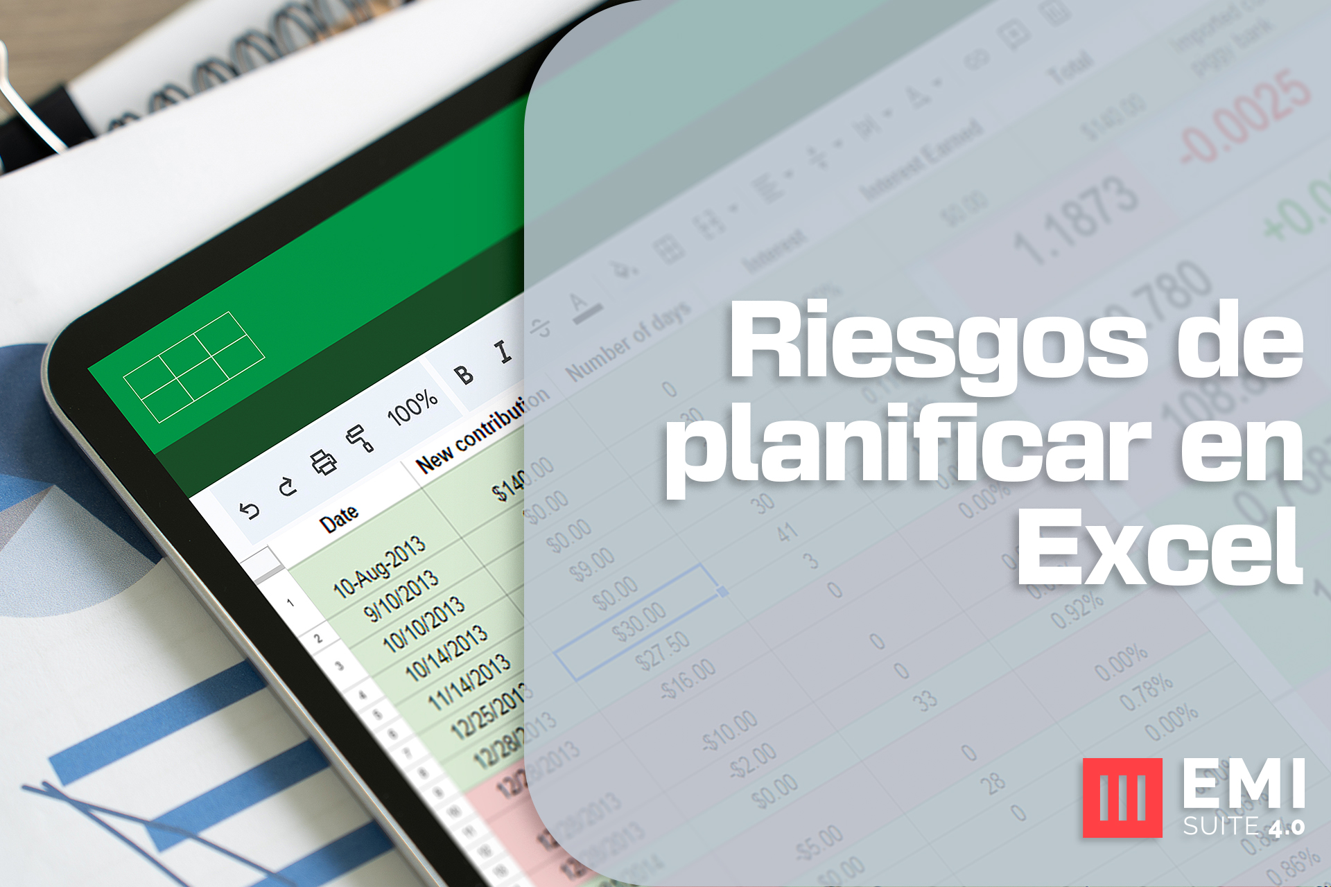 Tablet con hoja de cálculo Excel ilustrando los riesgos de planificar en Excel la producción industrial con EMI Suite 4.0