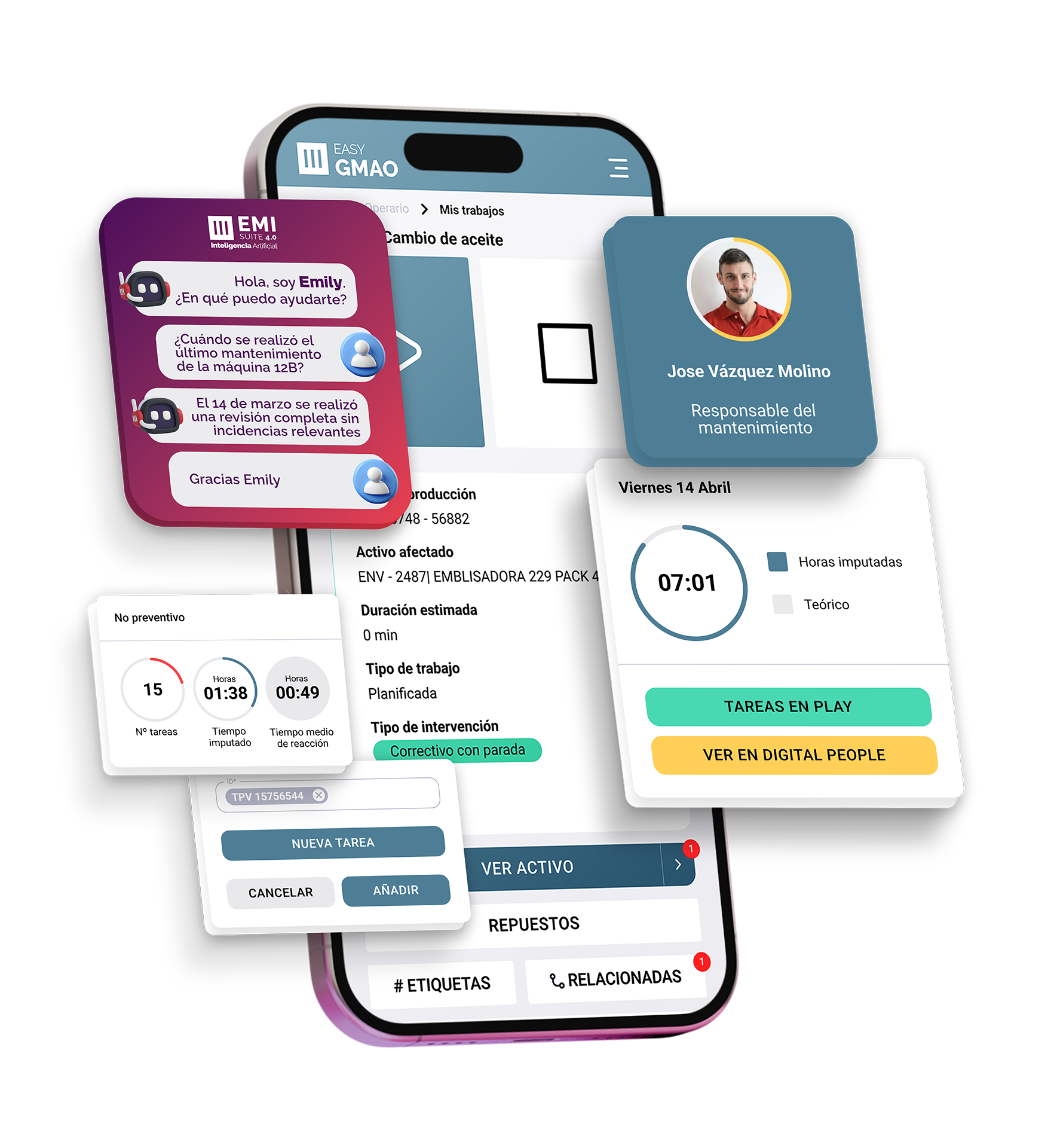 Easy GMAO en móvil: mantenimiento preventivo por piezas procesadas en inyección